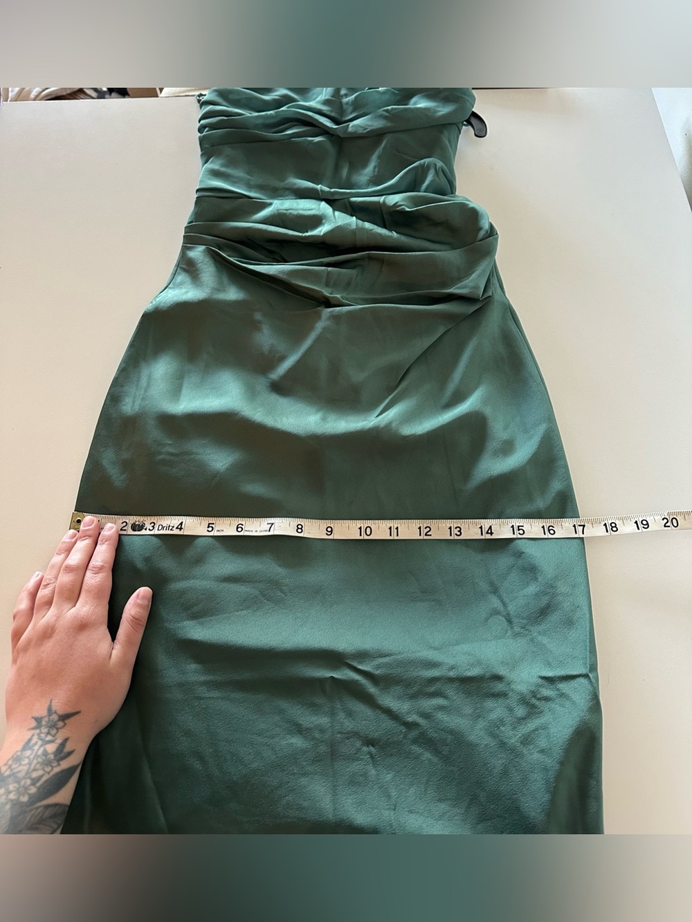 NEW House Of CB Teia Draped Corset Midi Dress Forest Pine Green S Satin - Picture 6 of 8
